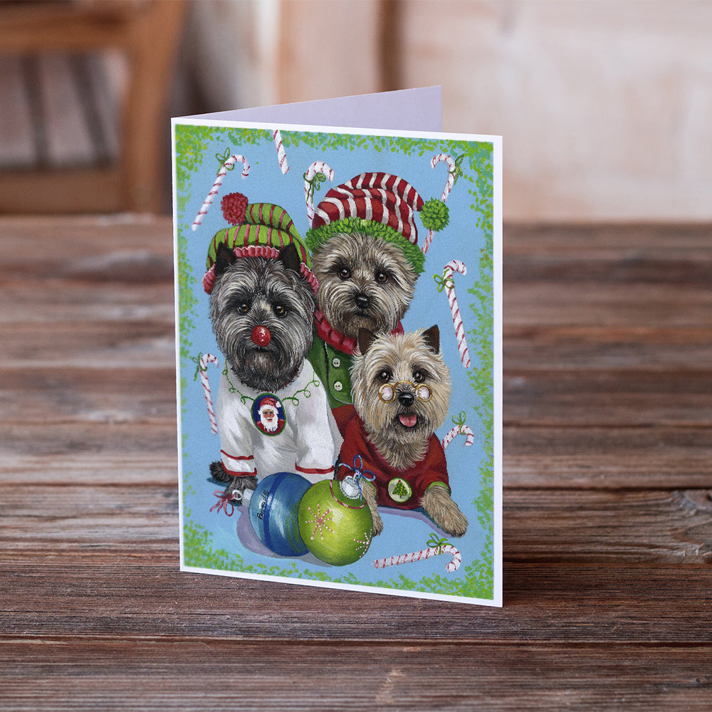 Cairn Terrier Christmas Elves Greeting Cards and Envelopes Pack of 8 Image 2