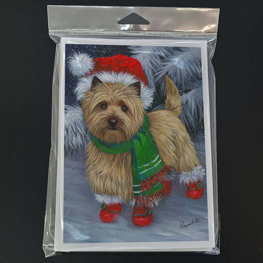 Cairn Terrier Christmas Red Boots Greeting Cards and Envelopes Pack of 8 Image 1