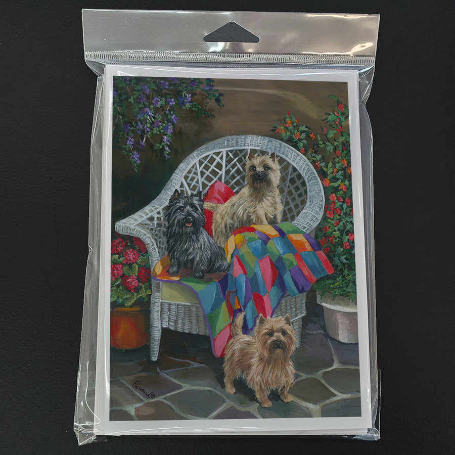 Cairn Terrier Trio Greeting Cards and Envelopes Pack of 8 Image 1