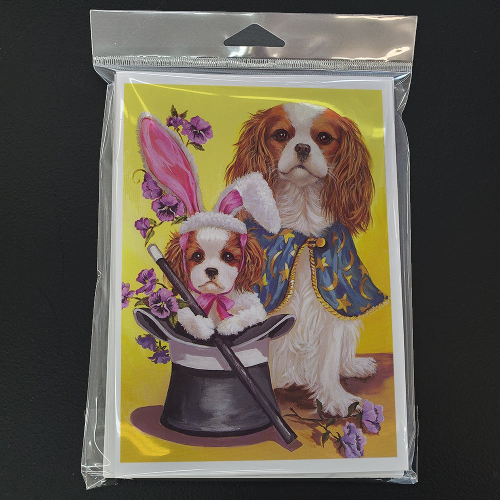 Cavalier Spaniel Easter Magic Greeting Cards and Envelopes Pack of 8 Image 1