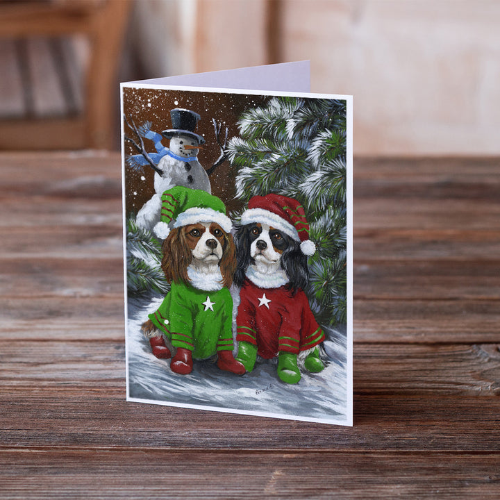 Cavalier Spaniel Snowman Christmas Greeting Cards and Envelopes Pack of 8 Image 2