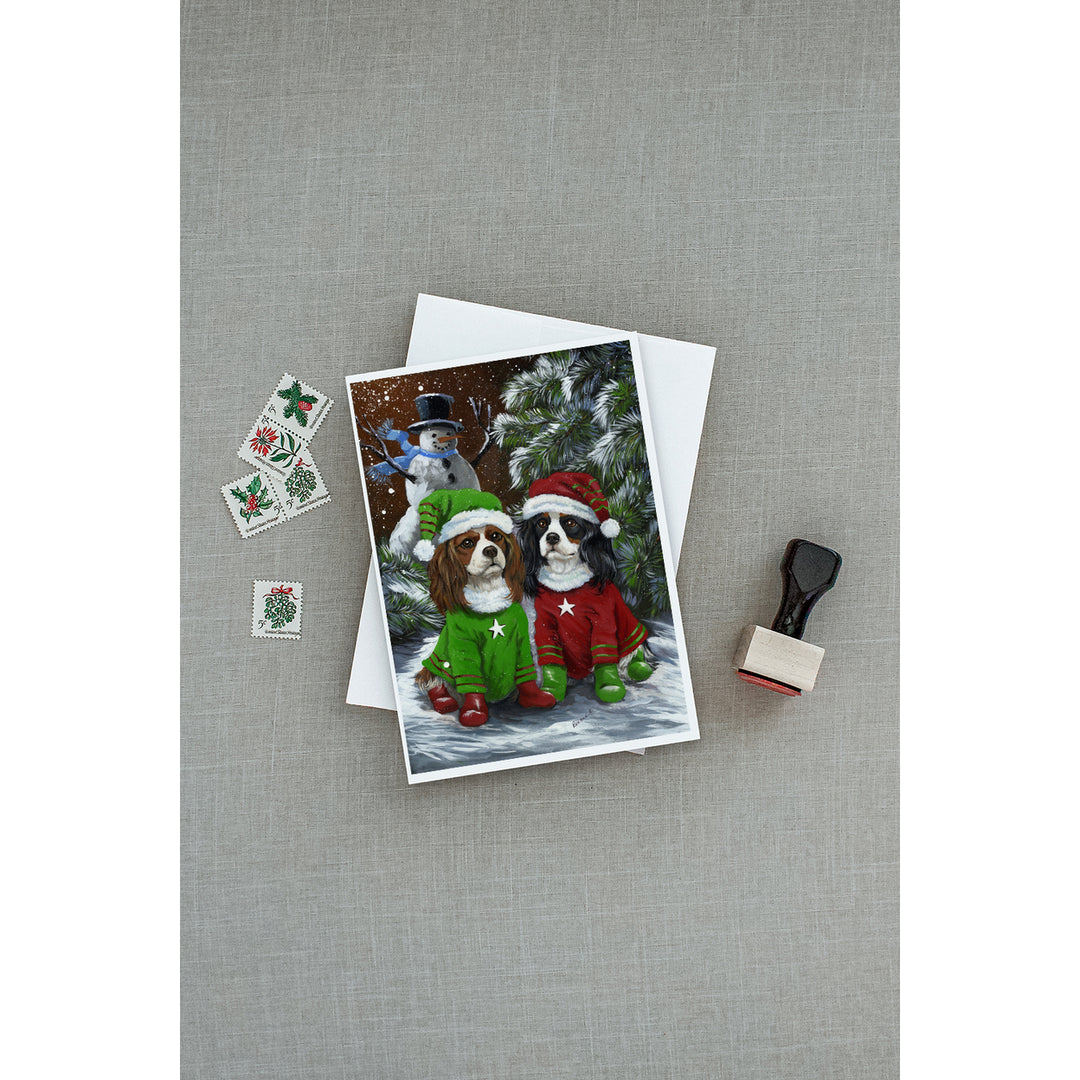 Cavalier Spaniel Snowman Christmas Greeting Cards and Envelopes Pack of 8 Image 3