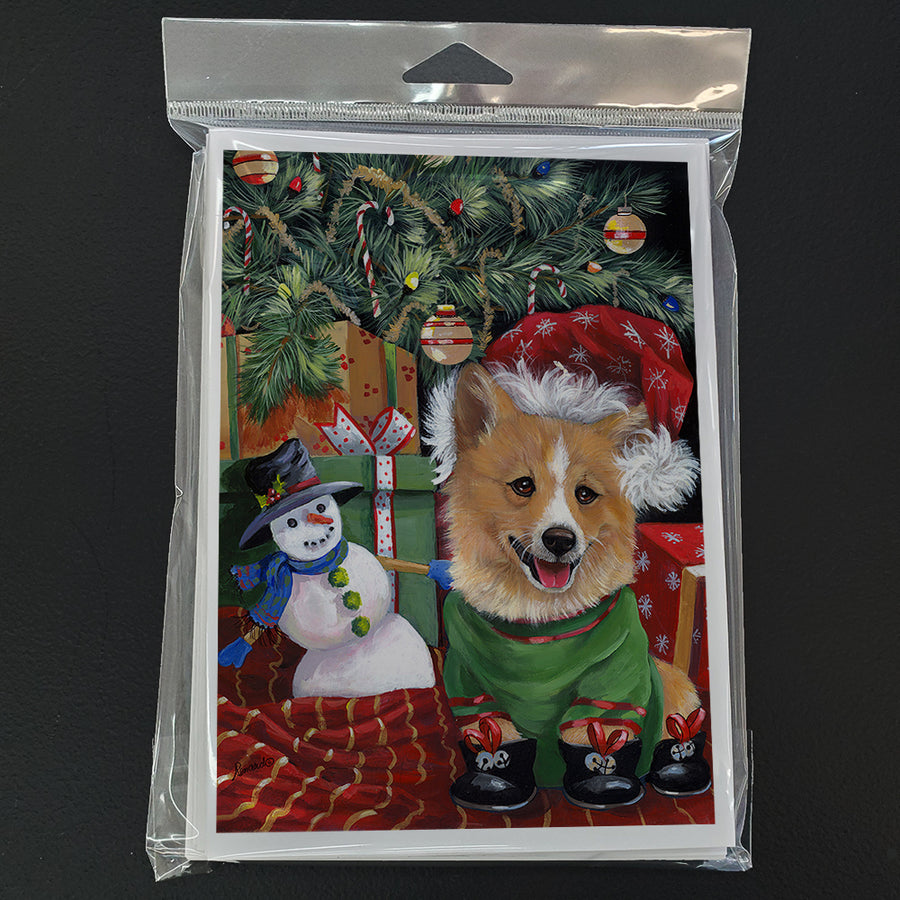 Corgi Under my Christmas Tree Greeting Cards and Envelopes Pack of 8 Image 1