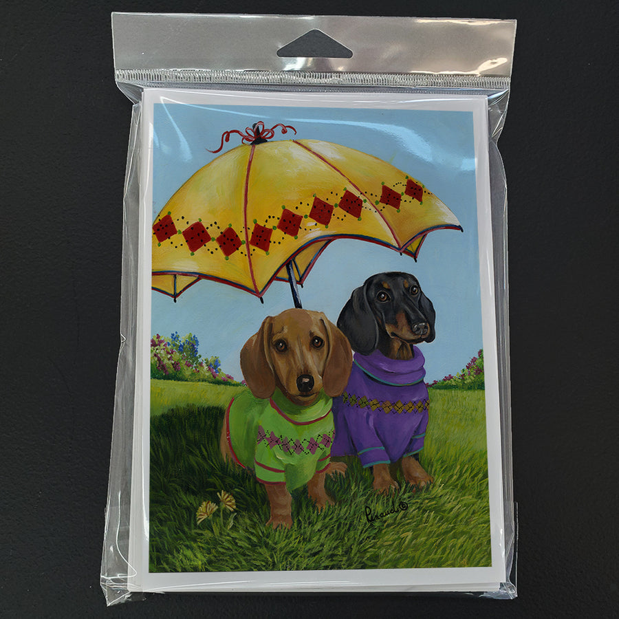 Dachshund Hot Doggies Greeting Cards and Envelopes Pack of 8 Image 1