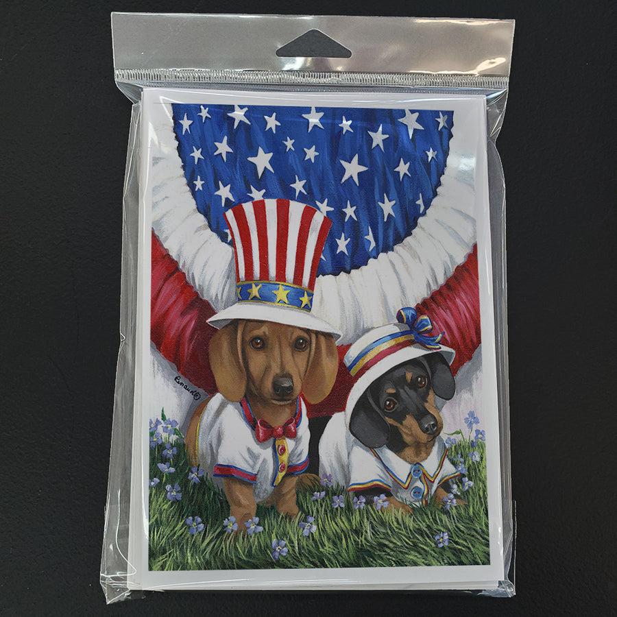 Dachshund USA Greeting Cards and Envelopes Pack of 8 Image 1