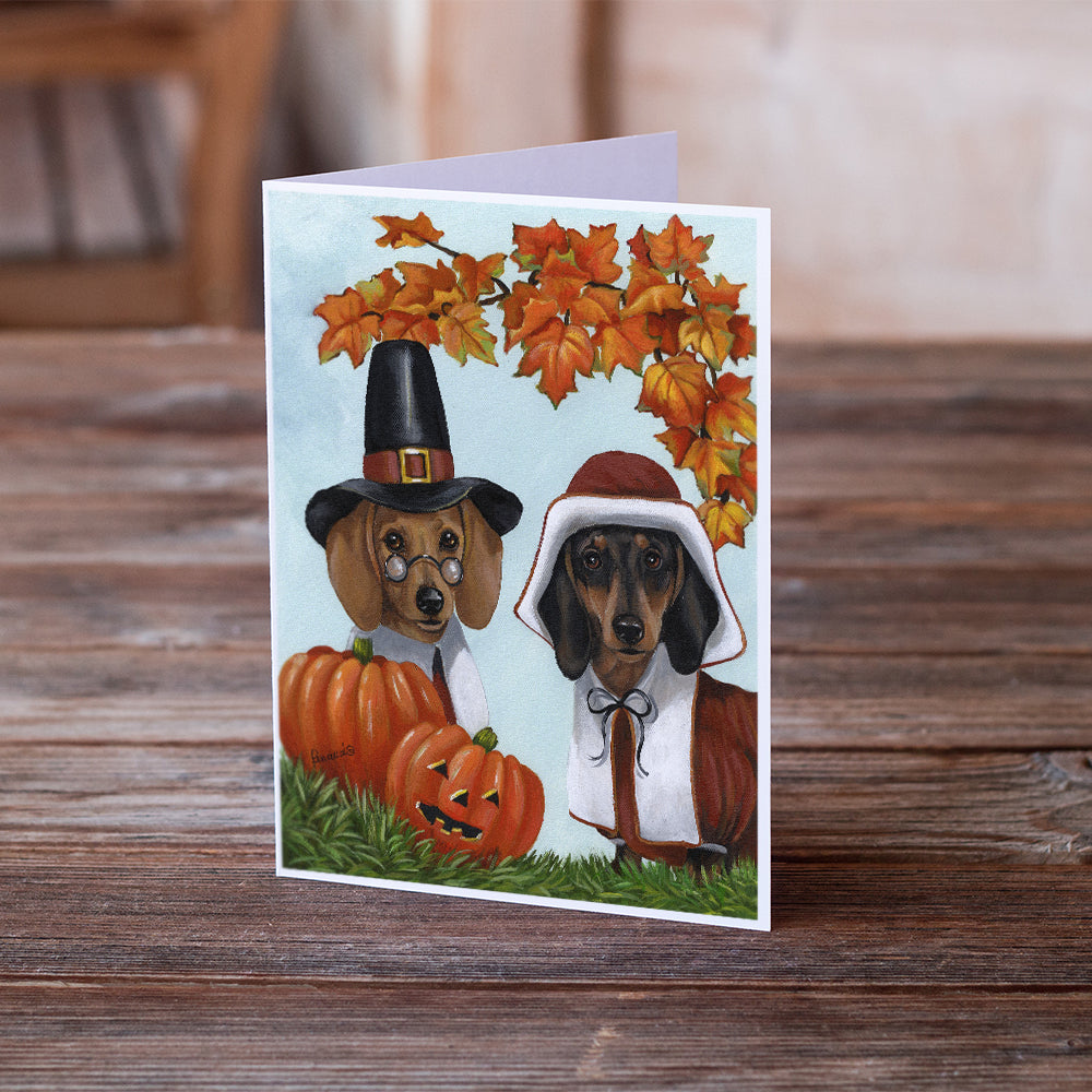 Dachshund Thanksgiving Pilgrims Greeting Cards and Envelopes Pack of 8 Image 2