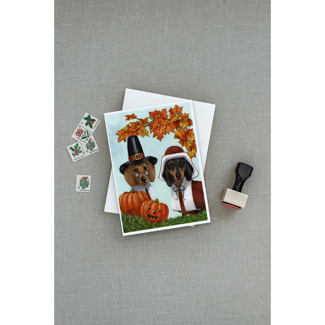 Dachshund Thanksgiving Pilgrims Greeting Cards and Envelopes Pack of 8 Image 3