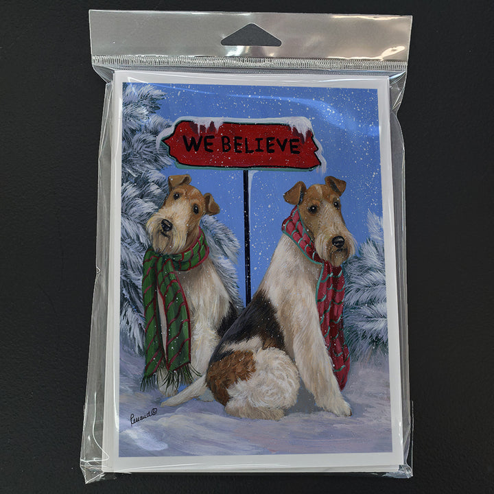 Fox Terrier Christmas We Believe Greeting Cards and Envelopes Pack of 8 Image 1