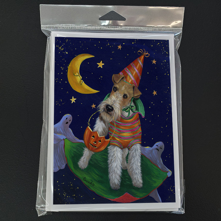 Fox Terrier Halloween Trick or Treat Greeting Cards and Envelopes Pack of 8 Image 1