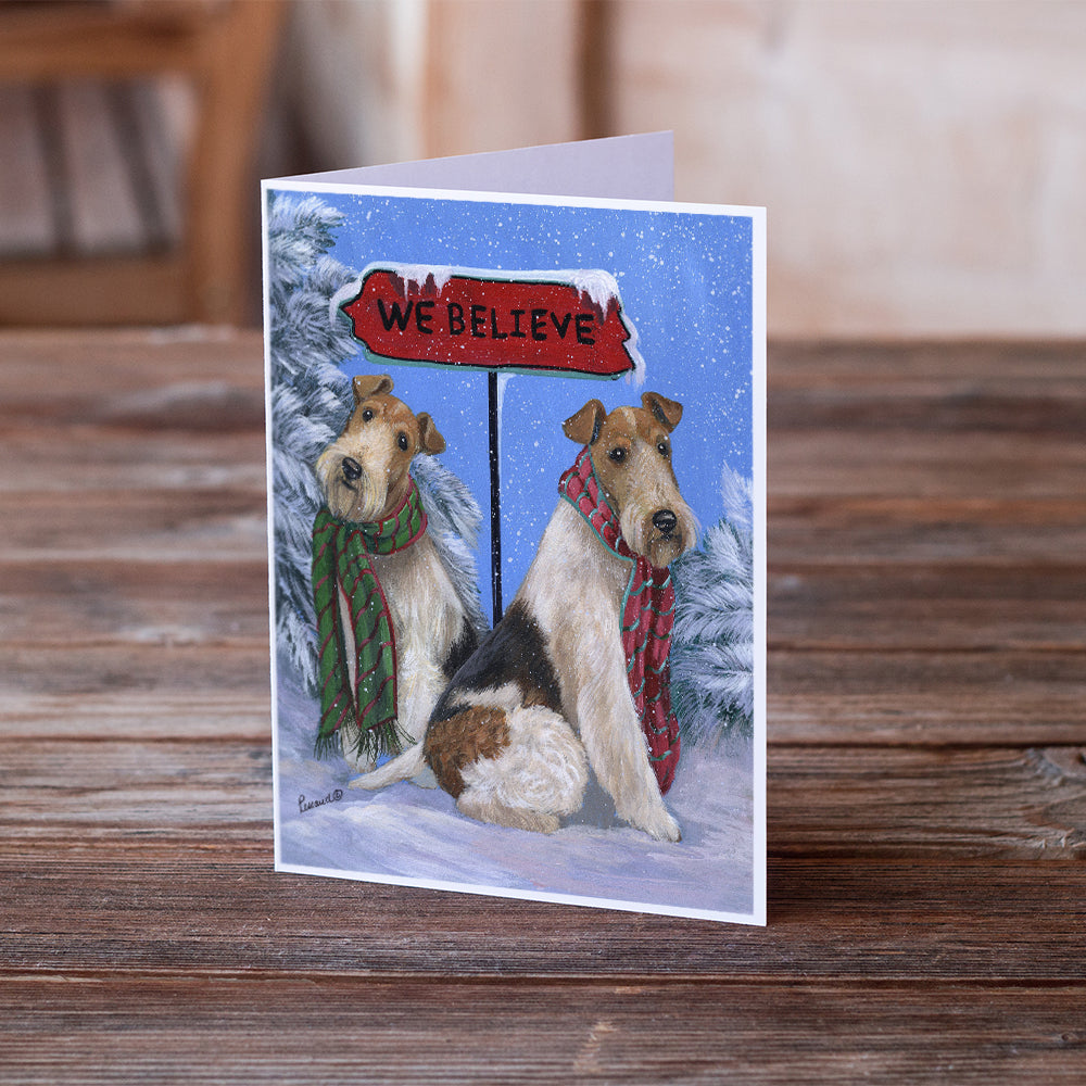 Fox Terrier Christmas We Believe Greeting Cards and Envelopes Pack of 8 Image 2