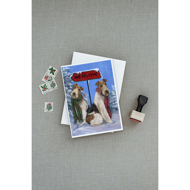 Fox Terrier Christmas We Believe Greeting Cards and Envelopes Pack of 8 Image 3