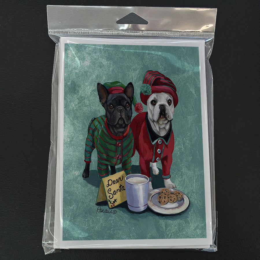 French Bulldog Christmas PJs Greeting Cards and Envelopes Pack of 8 Image 1