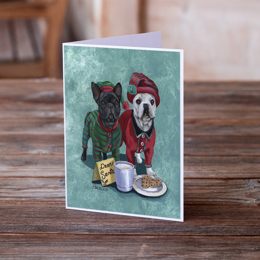 French Bulldog Christmas PJs Greeting Cards and Envelopes Pack of 8 Image 2