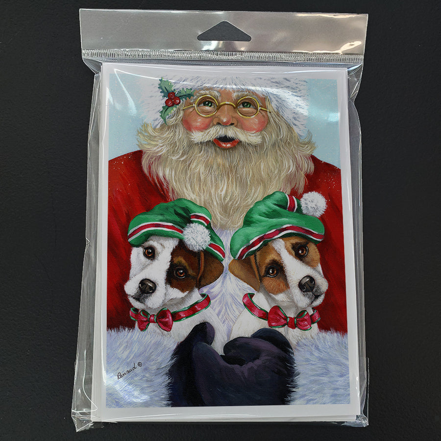 Jack Russell Christmas Santa Greeting Cards and Envelopes Pack of 8 Image 1