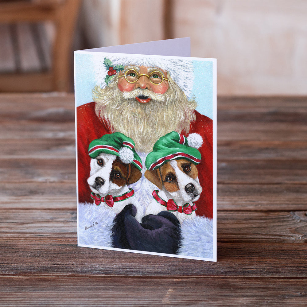 Jack Russell Christmas Santa Greeting Cards and Envelopes Pack of 8 Image 2