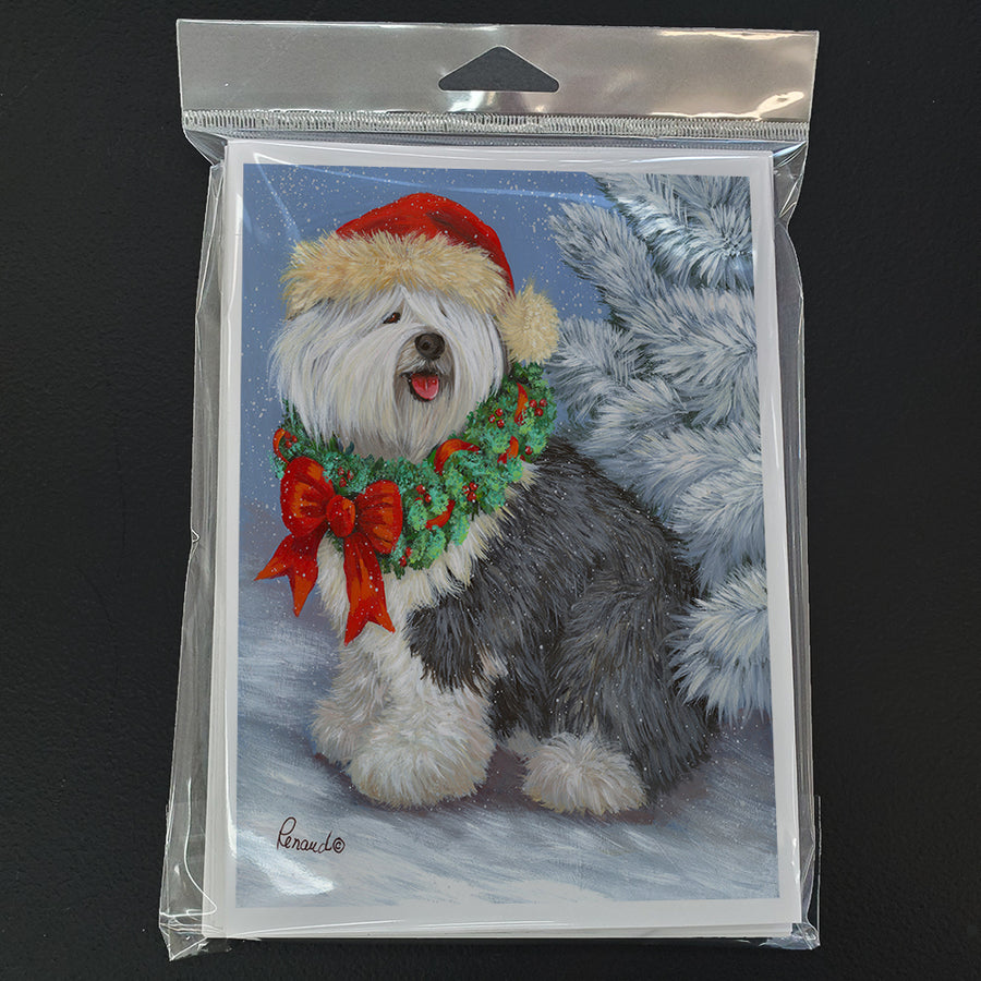 Old English Sheepdog Christmas Greeting Cards and Envelopes Pack of 8 Image 1