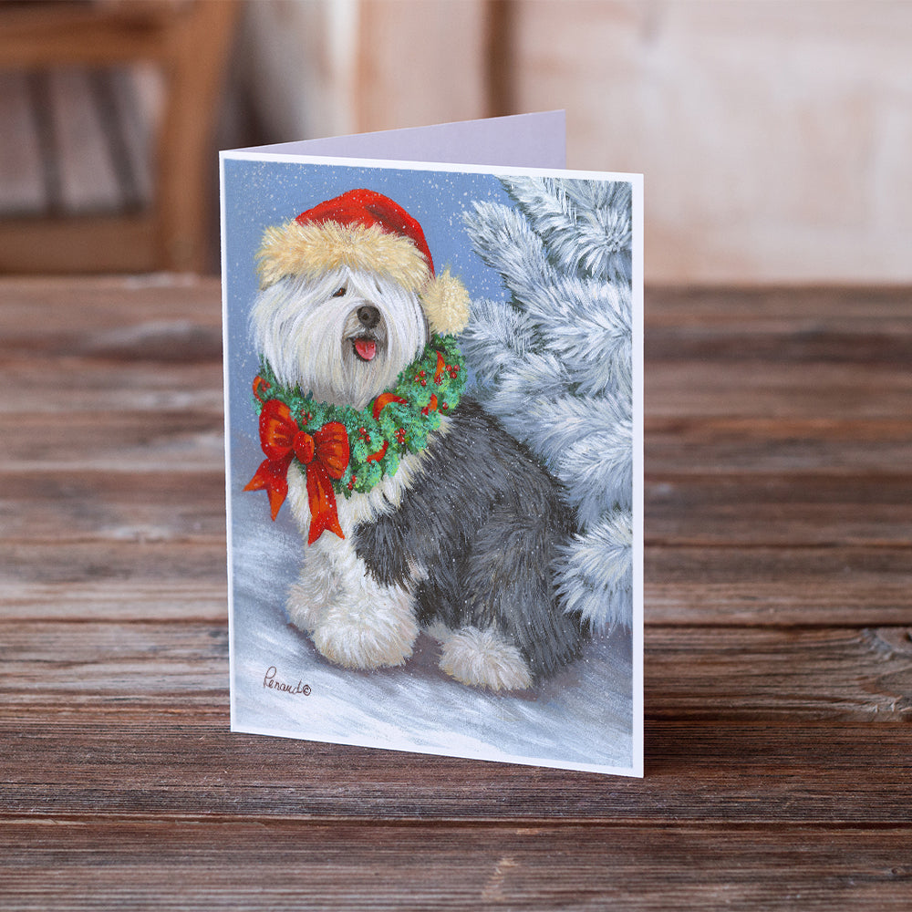 Old English Sheepdog Christmas Greeting Cards and Envelopes Pack of 8 Image 2