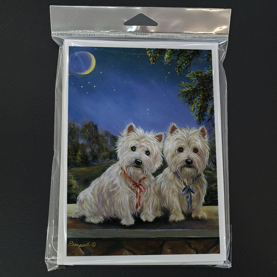 Westie Moonlight Stroll Greeting Cards and Envelopes Pack of 8 Image 1