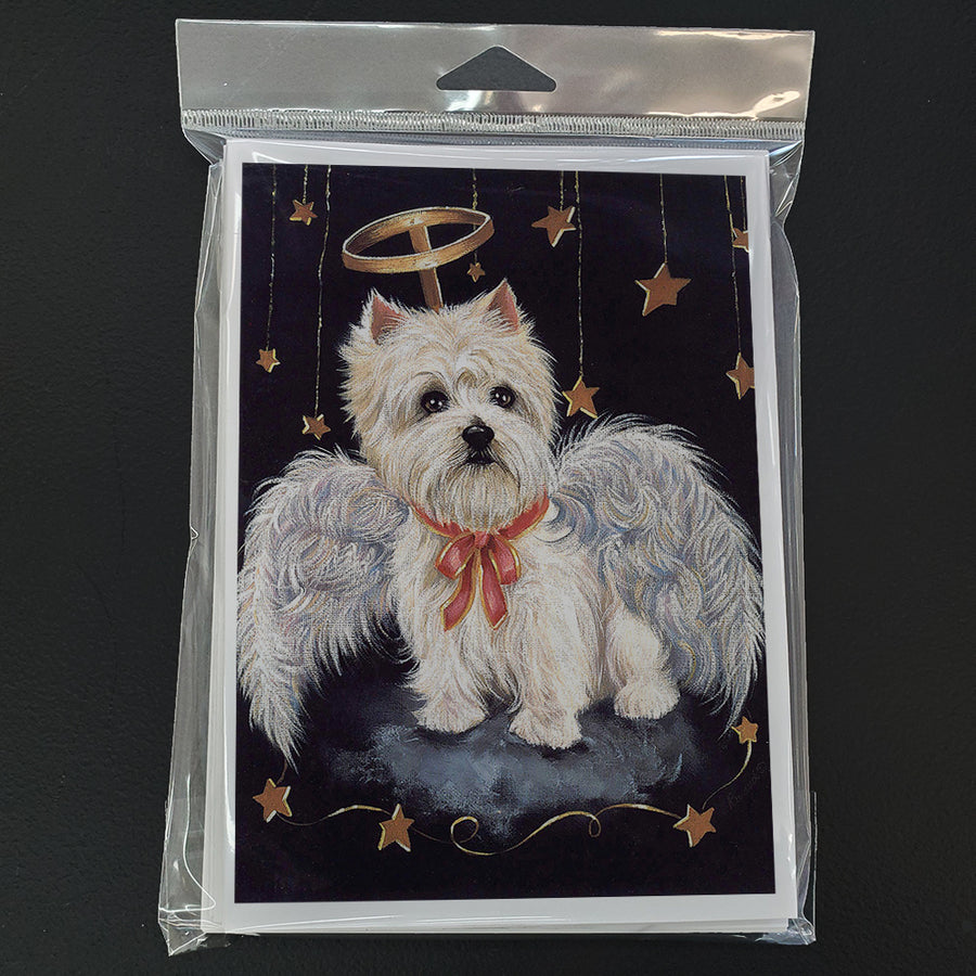 Westie Christmas Angel Greeting Cards and Envelopes Pack of 8 Image 1