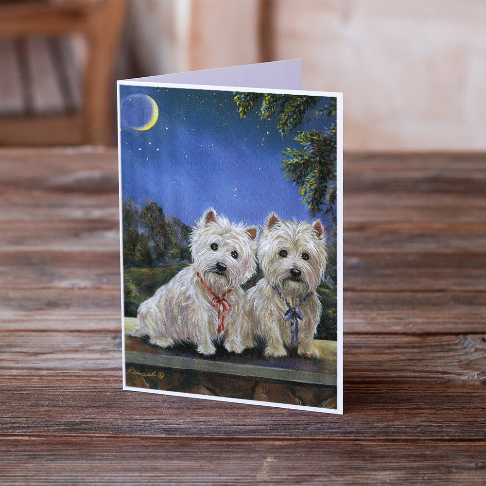 Westie Moonlight Stroll Greeting Cards and Envelopes Pack of 8 Image 2