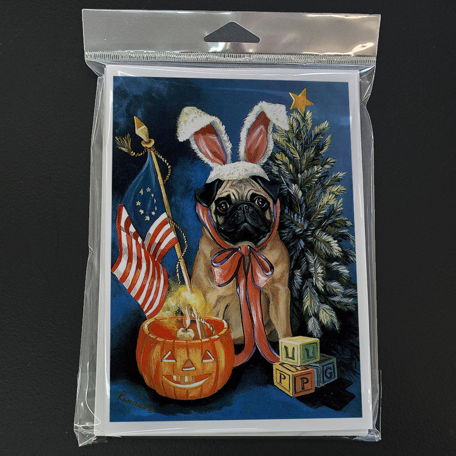 Pug for All Seasons Greeting Cards and Envelopes Pack of 8 Image 1