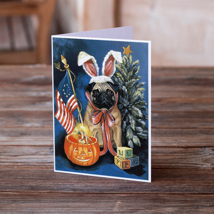 Pug for All Seasons Greeting Cards and Envelopes Pack of 8 Image 2