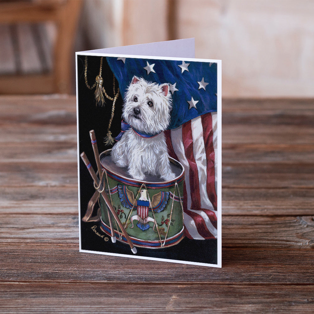 Westie Little Drummer Boy USA Greeting Cards and Envelopes Pack of 8 Image 2