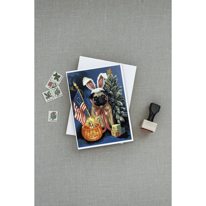 Pug for All Seasons Greeting Cards and Envelopes Pack of 8 Image 3