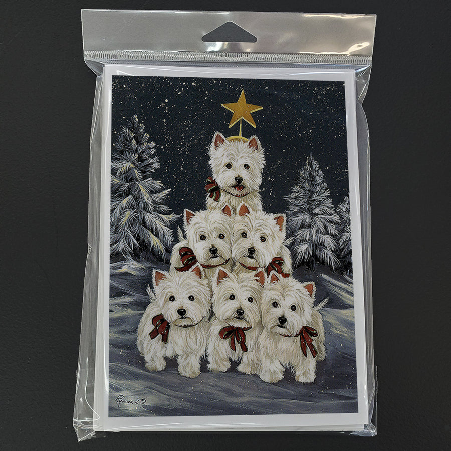 Westie Christmas Family Tree Greeting Cards and Envelopes Pack of 8 Image 1