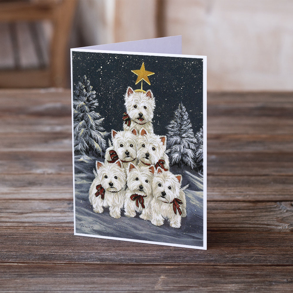 Westie Christmas Family Tree Greeting Cards and Envelopes Pack of 8 Image 2