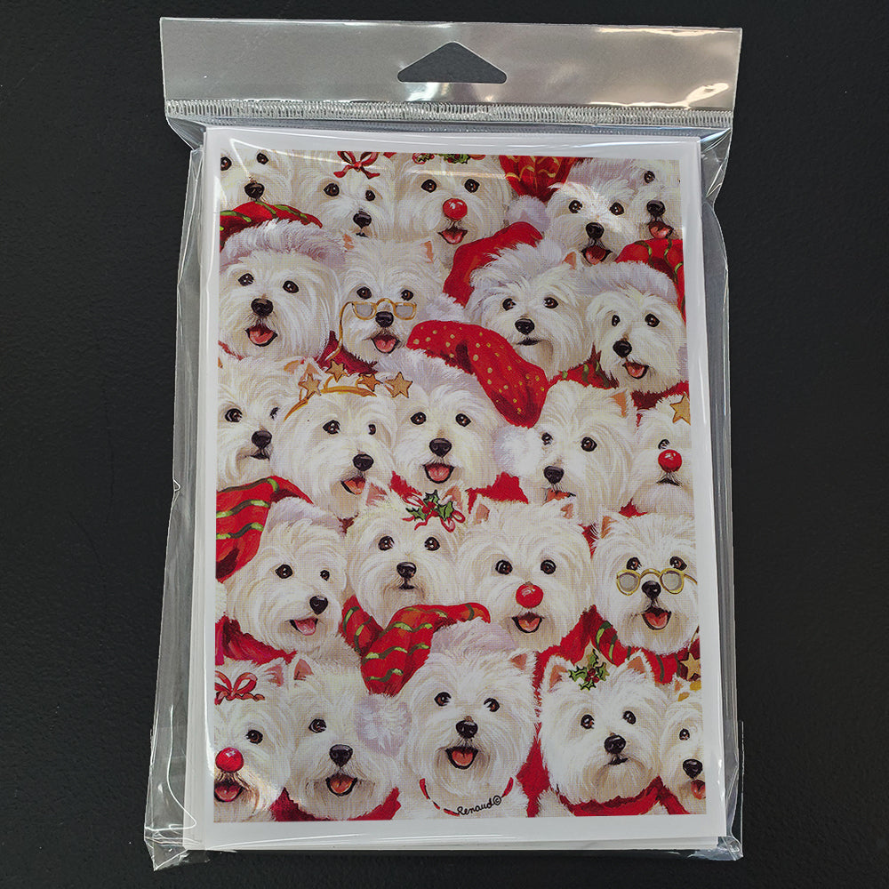 Westie Christmas a Plenty Greeting Cards and Envelopes Pack of 8 Image 1