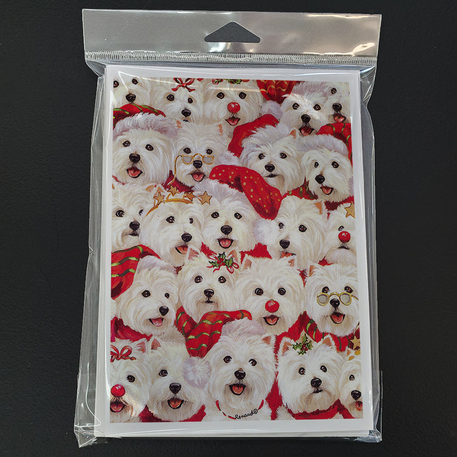 Westie Christmas a Plenty Greeting Cards and Envelopes Pack of 8 Image 1