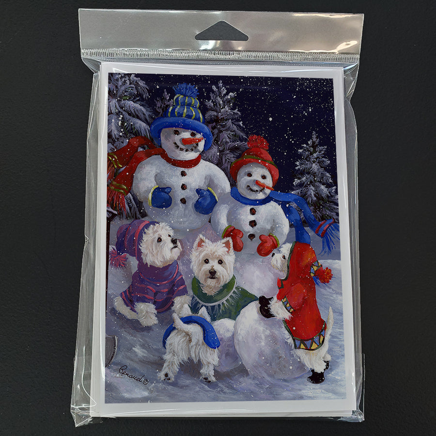 Westie Snowpeople Greeting Cards and Envelopes Pack of 8 Image 1