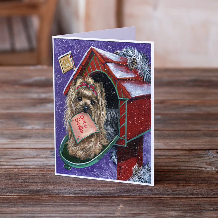 Yorkie Christmas Letter to Santa Greeting Cards and Envelopes Pack of 8 Image 2