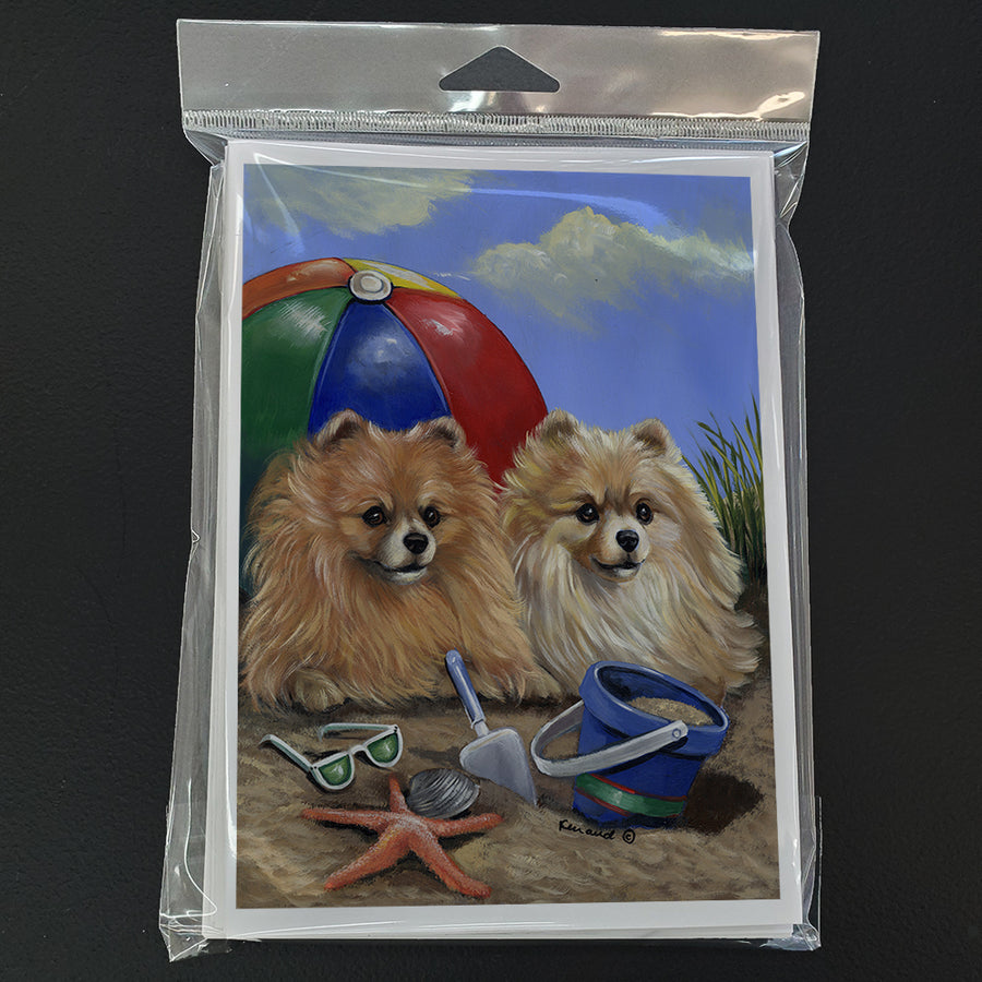 Pomeranian Beach Greeting Cards and Envelopes Pack of 8 Image 1