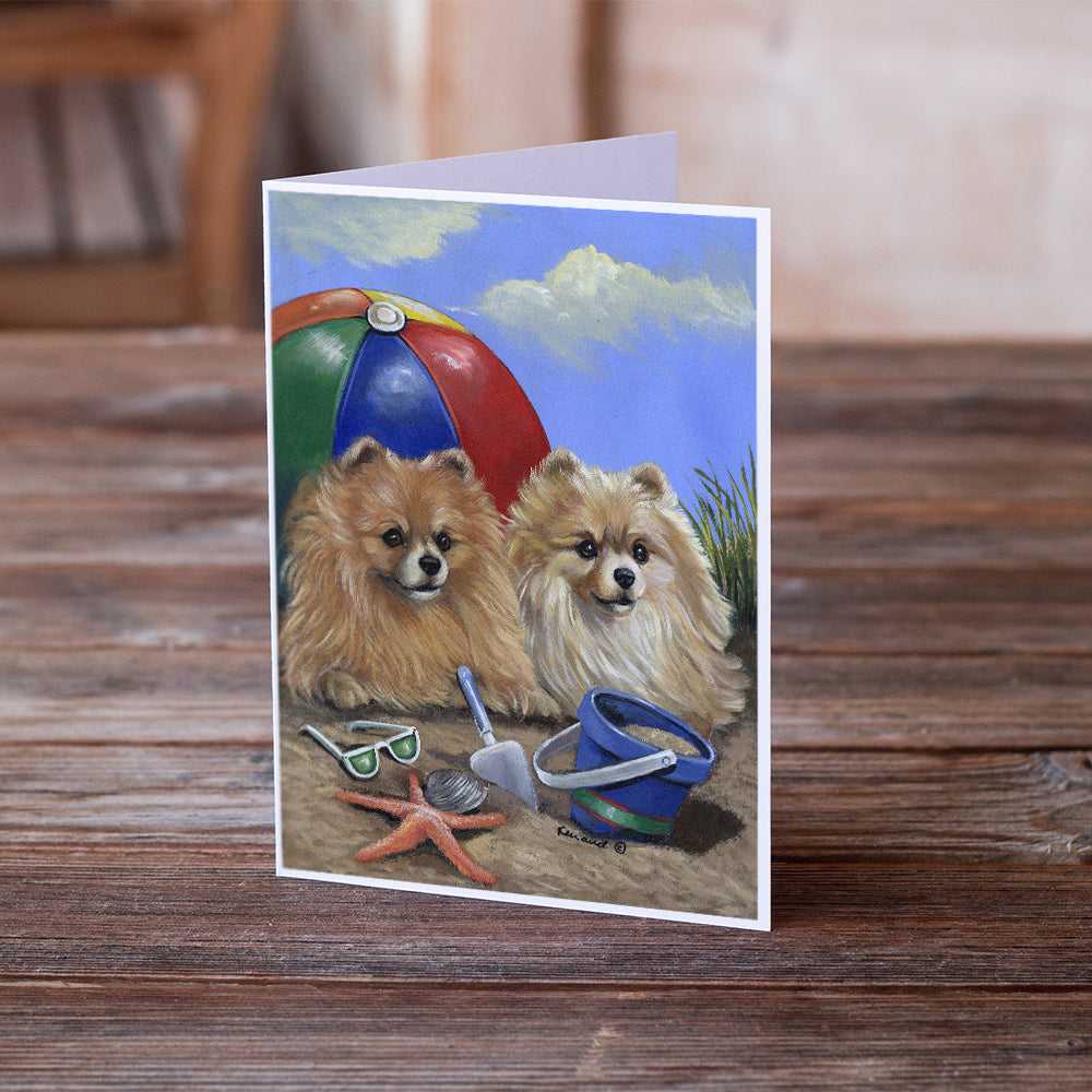 Pomeranian Beach Greeting Cards and Envelopes Pack of 8 Image 2