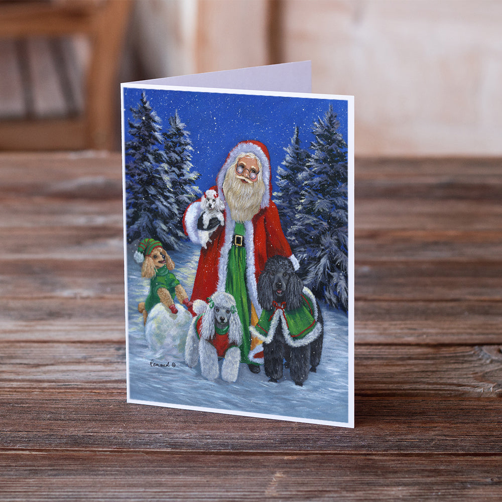 Poodle Christmas Santa Greeting Cards and Envelopes Pack of 8 Image 2