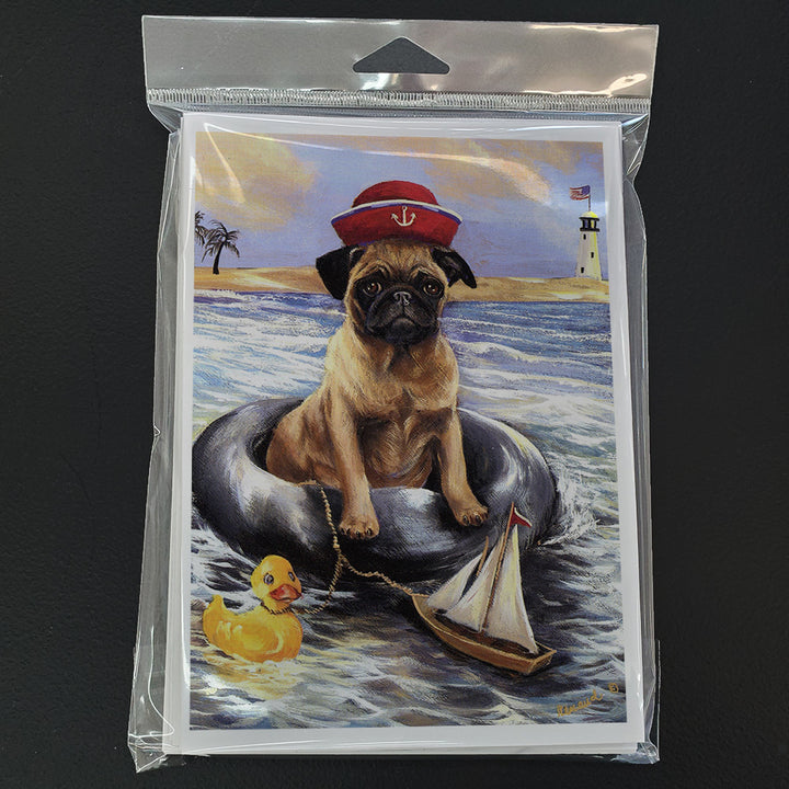 Pug Ahoy Sailor Greeting Cards and Envelopes Pack of 8 Image 1