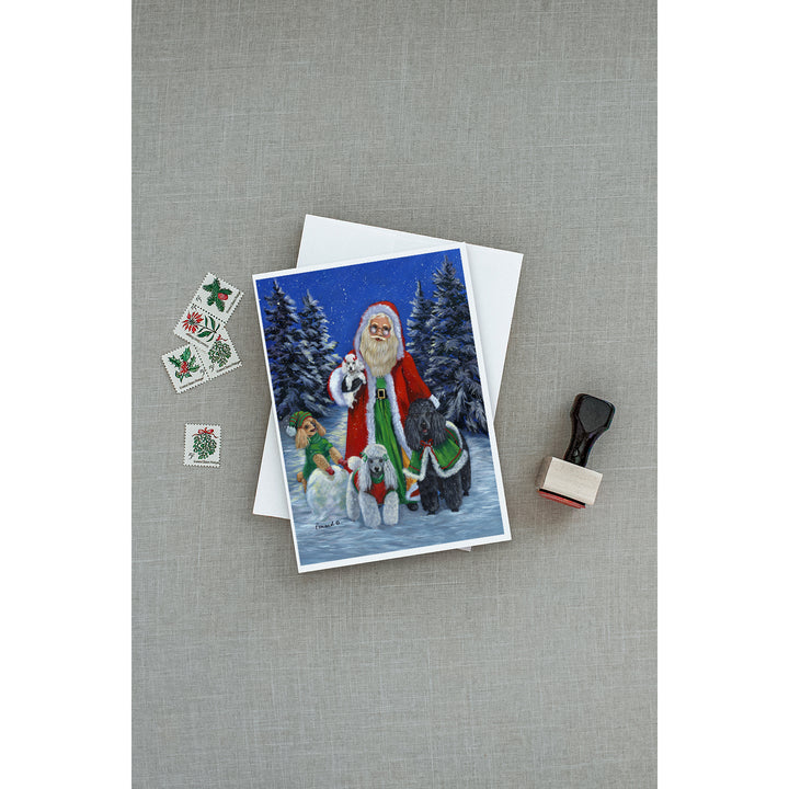 Poodle Christmas Santa Greeting Cards and Envelopes Pack of 8 Image 3