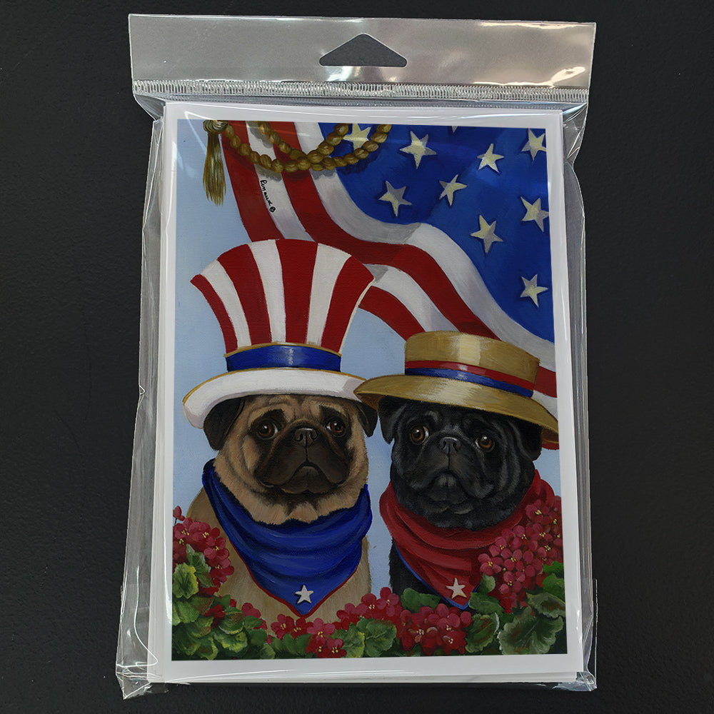 Pug USA Greeting Cards and Envelopes Pack of 8 Image 1