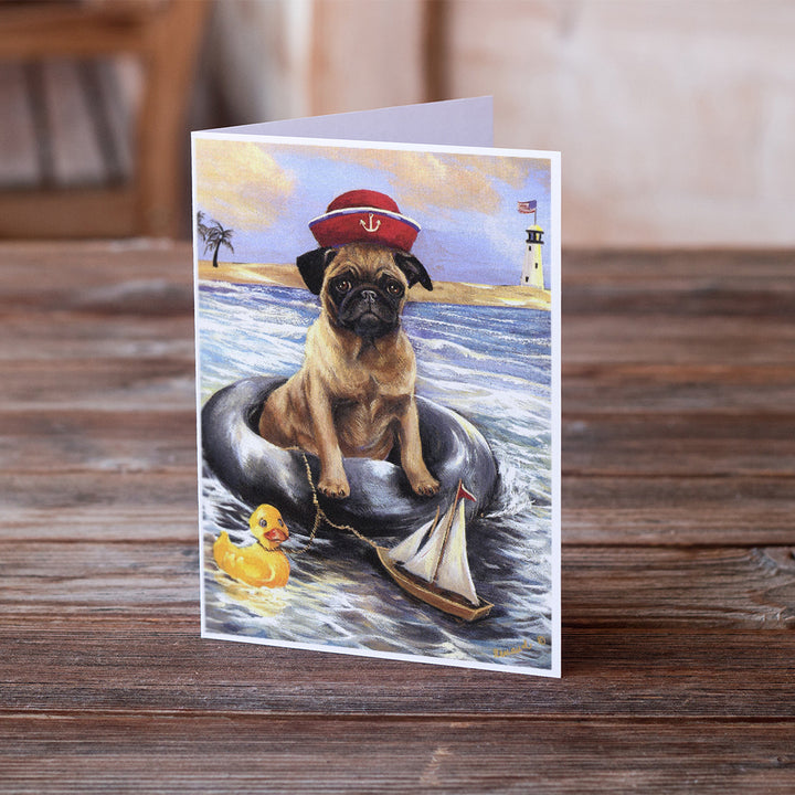 Pug Ahoy Sailor Greeting Cards and Envelopes Pack of 8 Image 2