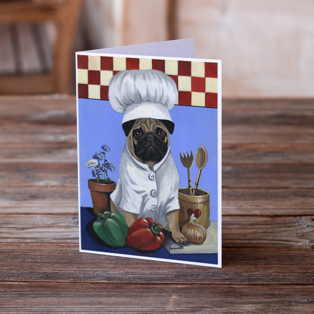 Pug Veggie Chef Greeting Cards and Envelopes Pack of 8 Image 2