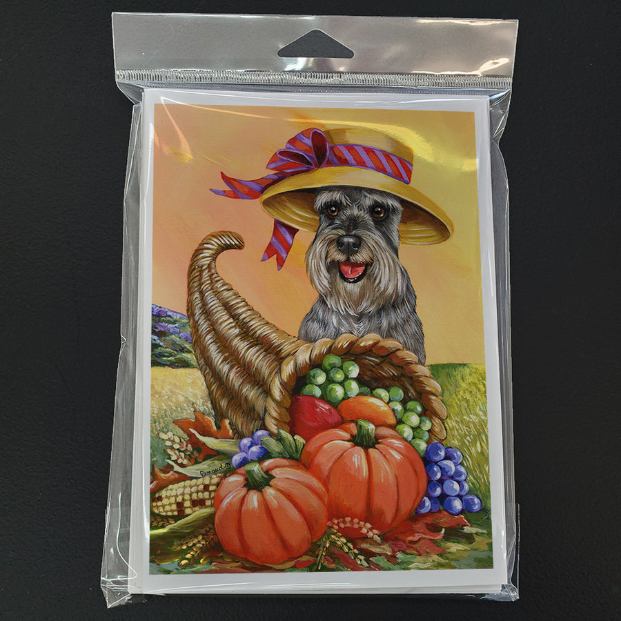 Schnauzer Autumn Greeting Cards and Envelopes Pack of 8 Image 1