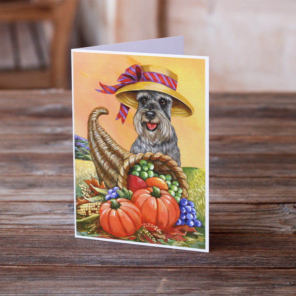 Schnauzer Autumn Greeting Cards and Envelopes Pack of 8 Image 2