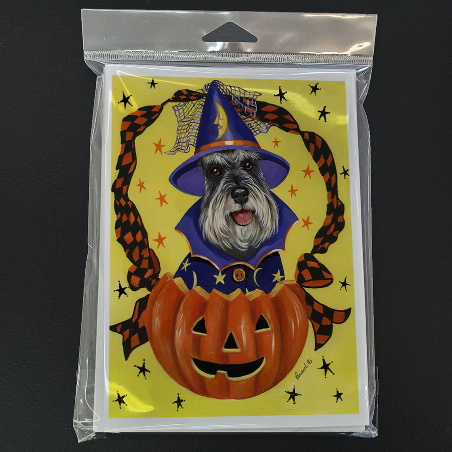 Schnauzer Halloween Greeting Cards and Envelopes Pack of 8 Image 1