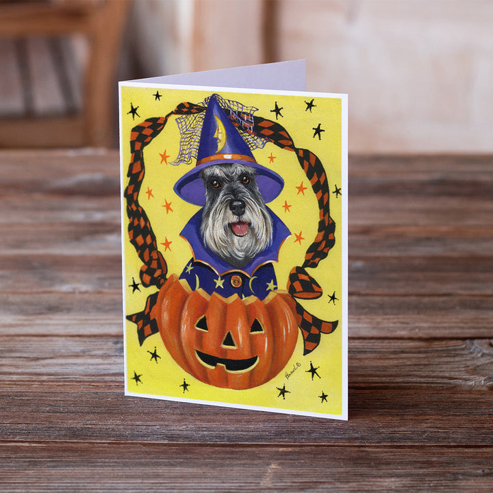 Schnauzer Halloween Greeting Cards and Envelopes Pack of 8 Image 2