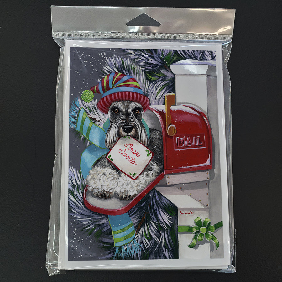 Schnauzer Christmas Letter to Santa Greeting Cards and Envelopes Pack of 8 Image 1