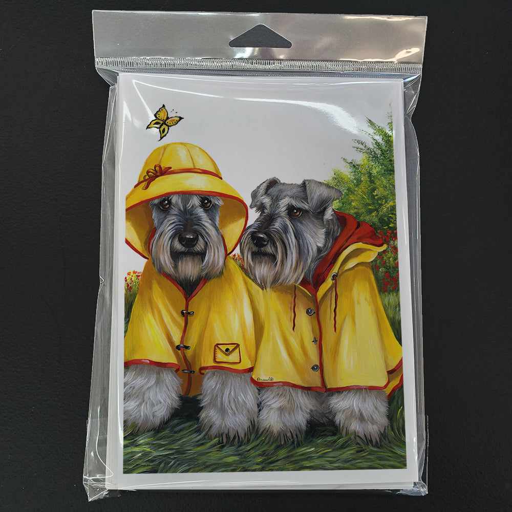 Schnauzer Rain Gear Greeting Cards and Envelopes Pack of 8 Image 1