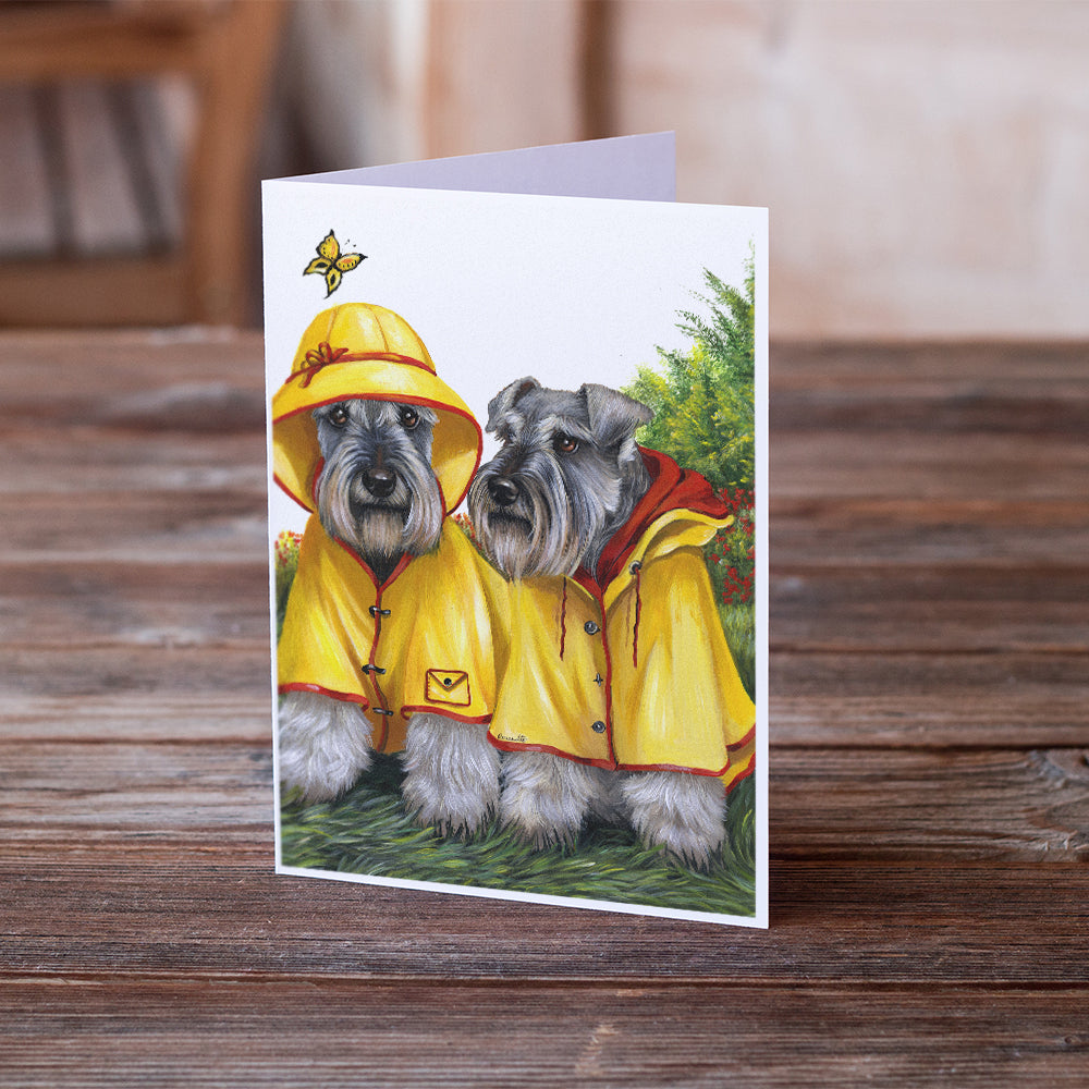 Schnauzer Rain Gear Greeting Cards and Envelopes Pack of 8 Image 2