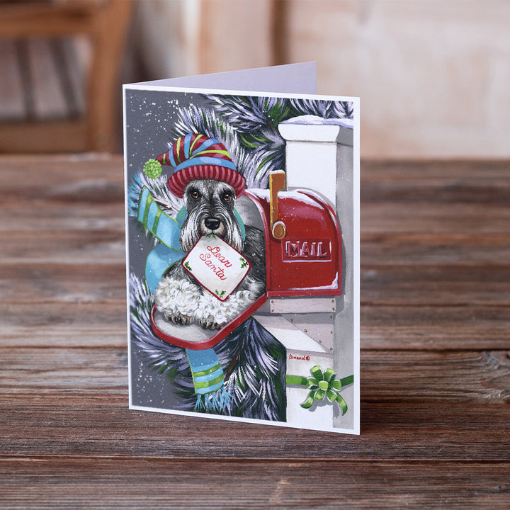 Schnauzer Christmas Letter to Santa Greeting Cards and Envelopes Pack of 8 Image 2